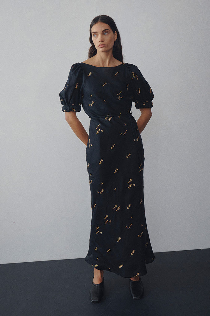 Sal Dress - Embroidered Black | Marle | Slowe